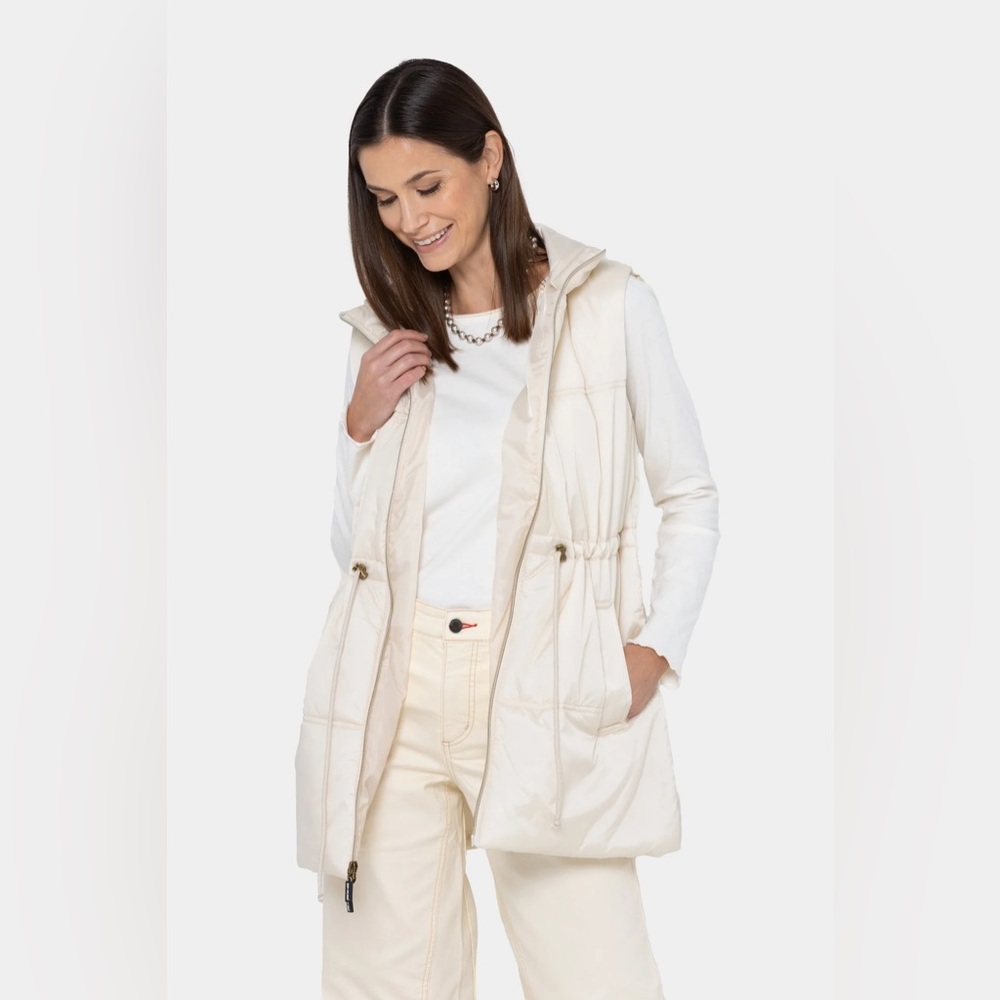 Peace Love World Puffer Vest with Cinch Waist